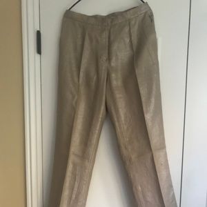 GIANFRANCO FERRE STUDIO GOLD 90% LINEN PANTS